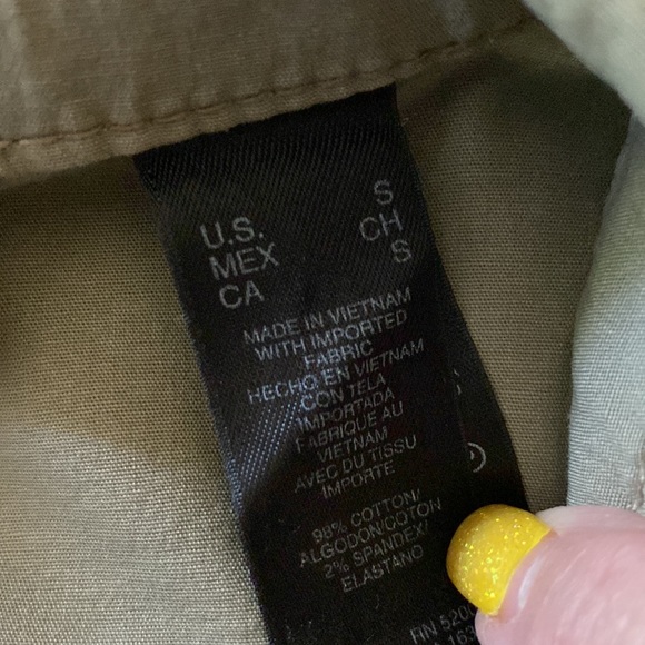 DKNY active women’s chest pocket khaki military jacket cotton button closure S - Picture 13 of 14